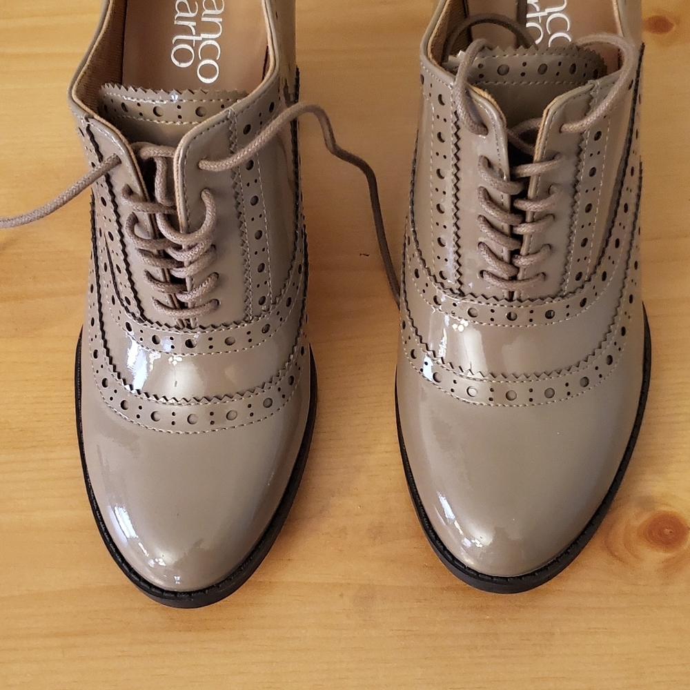 Franco Sarto Taupe Patent Spectators 8 Medium